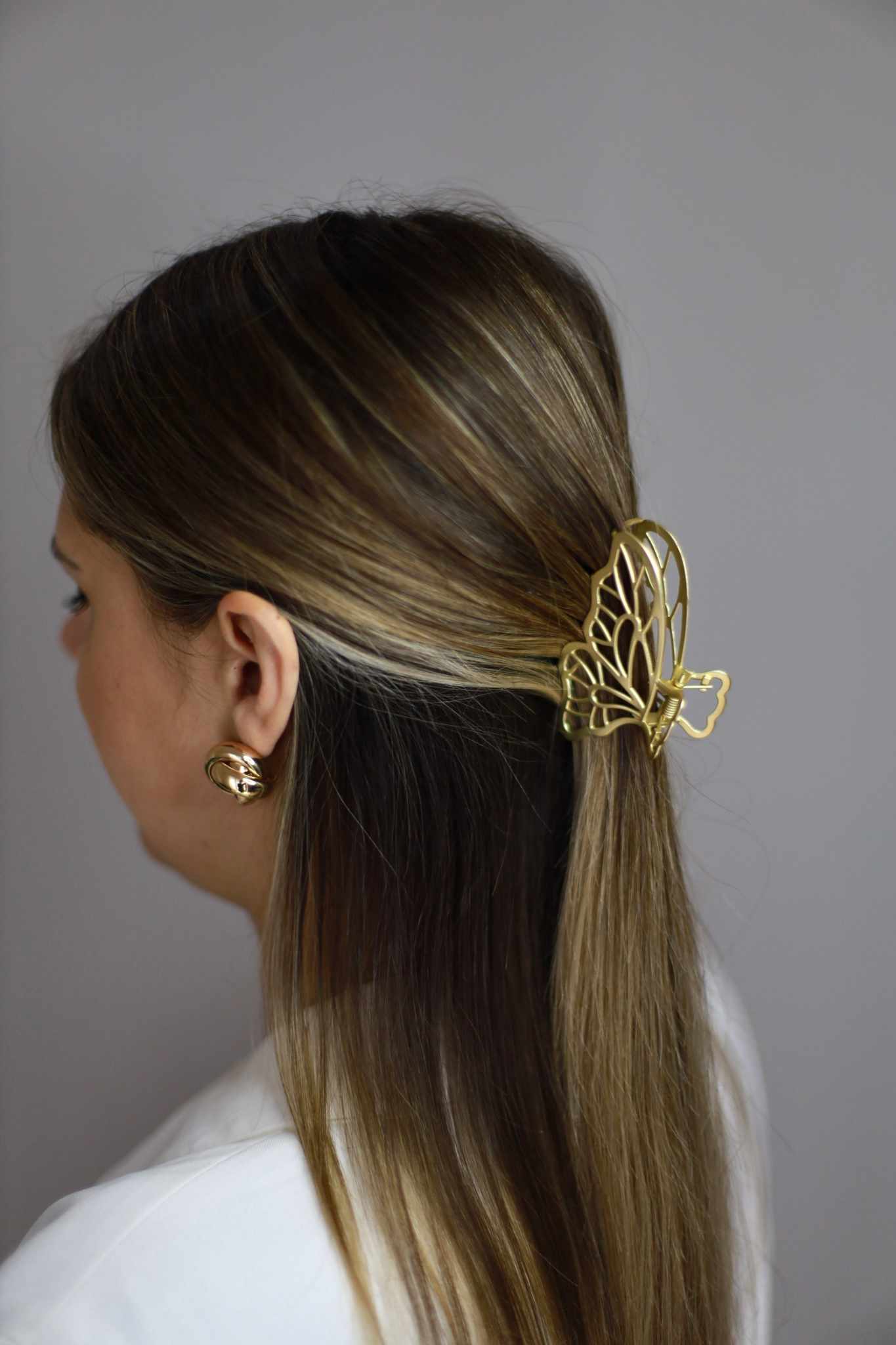 Gold Metal Butterfly Claw Clip