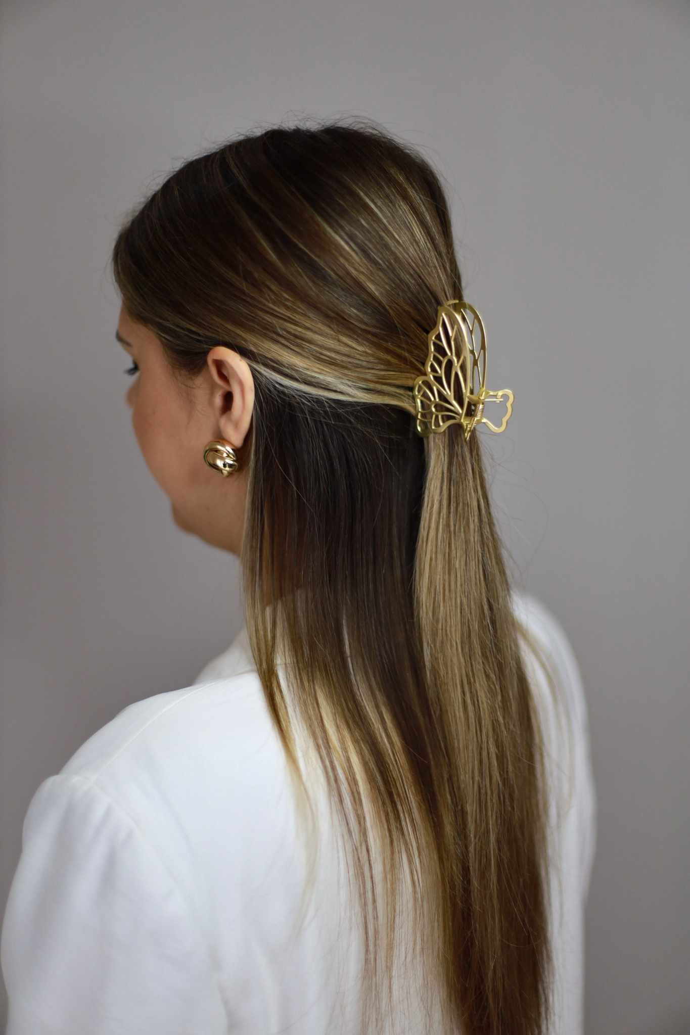 Gold Metal Butterfly Claw Clip